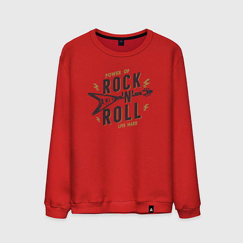 Мужской свитшот Power of rock n roll / Красный – фото 1