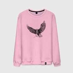 Свитшот хлопковый мужской Орёл машет крыльями, цвет: светло-розовый