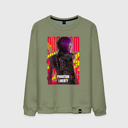 Свитшот хлопковый мужской Cyberpunk 2077 Phantom Liberty: Songbird, цвет: авокадо