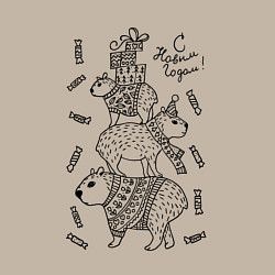 Свитшот хлопковый мужской Новогодние капибары - раскраска, цвет: миндальный — фото 2