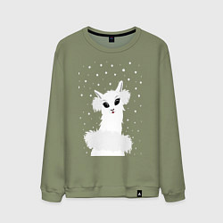 Мужской свитшот Лама-альпака в пушистых наушниках