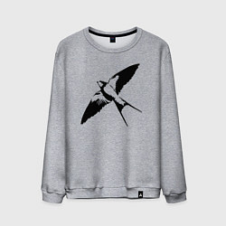 Свитшот хлопковый мужской Ласточка парит трафарет, цвет: меланж