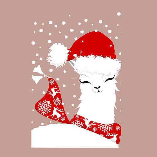 Мужской свитшот Лама в шапочке и шарфе / Пыльно-розовый – фото 3