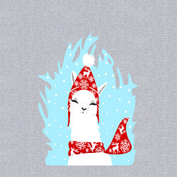 Свитшот хлопковый мужской Лама - альпака в шапочке, цвет: меланж — фото 2