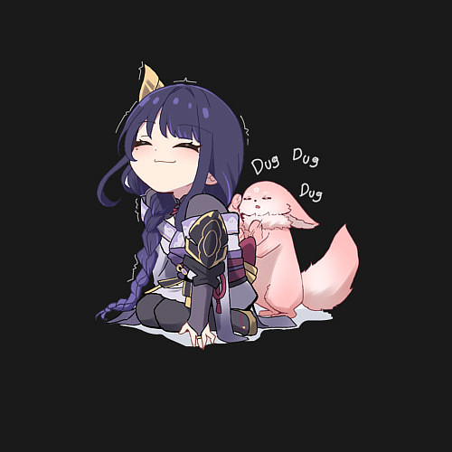 Мужской свитшот Шогун Райден и лисичка Мико / Черный – фото 3