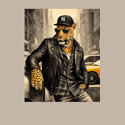 Свитшот хлопковый мужской Cool leopard in New York - ai art, цвет: миндальный — фото 2