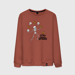 Свитшот хлопковый мужской Stay spooky, цвет: кирпичный