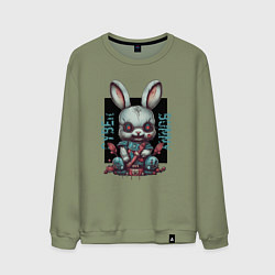 Свитшот хлопковый мужской Киберпанк зайчик, цвет: авокадо