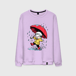 Свитшот хлопковый мужской Прогулка под дождем, цвет: лаванда