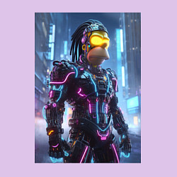 Свитшот хлопковый мужской Гомер Симпсон с дредами - киберпанк - неон, цвет: лаванда — фото 2