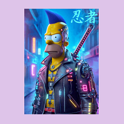 Свитшот хлопковый мужской Cyber ninja Homer Simpson - ai art, цвет: лаванда — фото 2