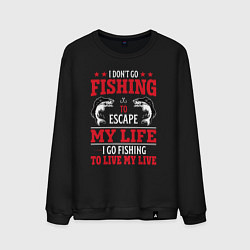 Свитшот хлопковый мужской Fishing in my life, цвет: черный