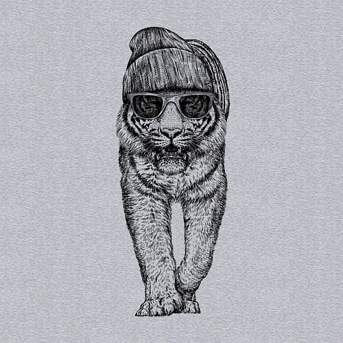 Мужской свитшот Тигр хипстер / Меланж – фото 3