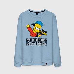 Свитшот хлопковый мужской Барт Симпсон скейтбордист, цвет: мягкое небо