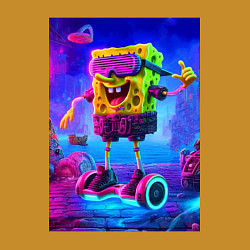 Свитшот хлопковый мужской Sponge Bob on a gyro scooter - ai art, цвет: горчичный — фото 2