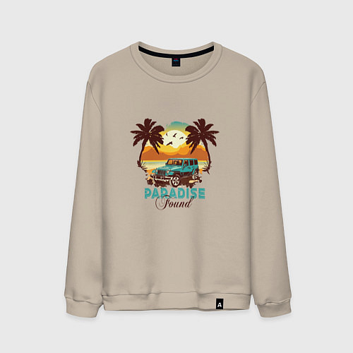 Мужской свитшот Джип Вранглер на фоне шикарного пляжа / Миндальный – фото 1