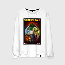 Свитшот хлопковый мужской Serious Sam 2 - all bosses, цвет: белый