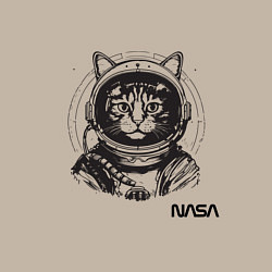 Свитшот хлопковый мужской Кот - космонавт - nasa, цвет: миндальный — фото 2