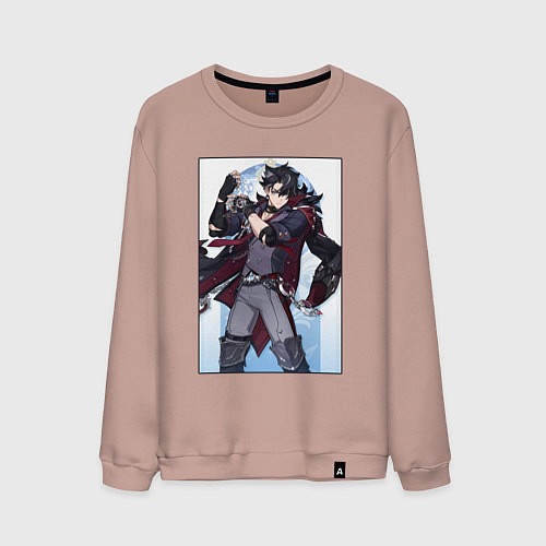 Мужской свитшот Ризли Геншин импакт / Пыльно-розовый – фото 1