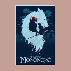 Свитшот хлопковый мужской Мононоке волчица, цвет: пыльно-розовый — фото 2