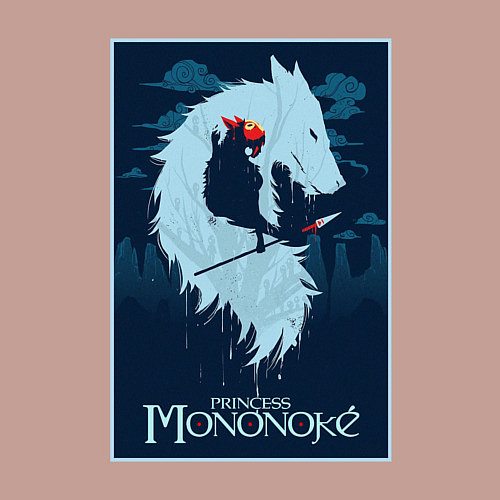 Мужской свитшот Мононоке волчица / Пыльно-розовый – фото 3