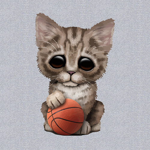 Мужской свитшот Котик баскетболист / Меланж – фото 3