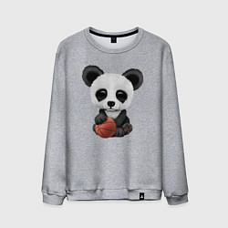 Свитшот хлопковый мужской Панда баскетболист, цвет: меланж