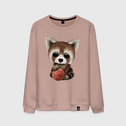 Свитшот хлопковый мужской Красная панда баскетболист, цвет: пыльно-розовый