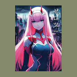 Свитшот хлопковый мужской Darling in the Franxx - zero two - ai art, цвет: авокадо — фото 2