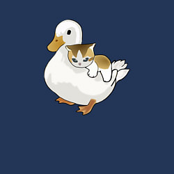 Свитшот хлопковый мужской Утка с другом котёнком, цвет: тёмно-синий — фото 2