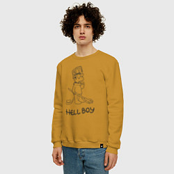 Свитшот хлопковый мужской Bart hellboy Lill Peep, цвет: горчичный — фото 2