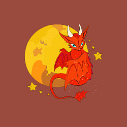 Свитшот хлопковый мужской Красный дракон на фоне луны, цвет: кирпичный — фото 2