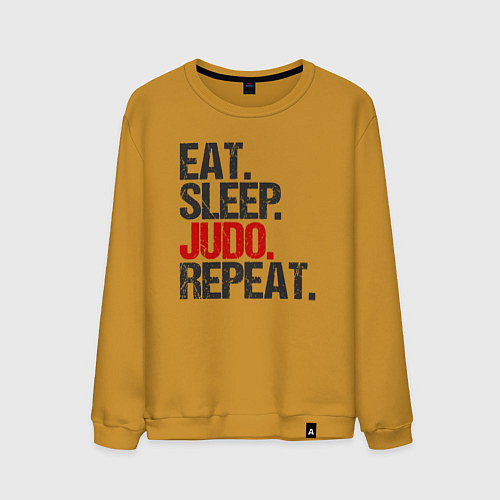 Мужской свитшот Eat sleep judo repeat / Горчичный – фото 1