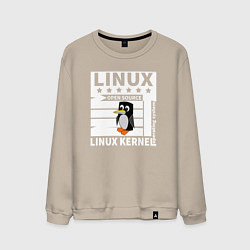 Свитшот хлопковый мужской Пингвин программист системы линукс, цвет: миндальный
