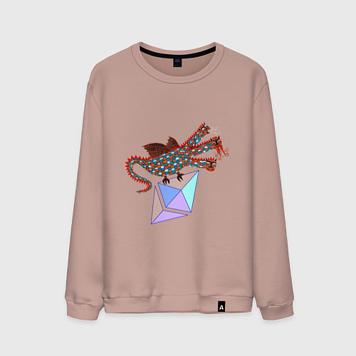 Мужской свитшот Дракон с монетой Эфириума / Пыльно-розовый – фото 1