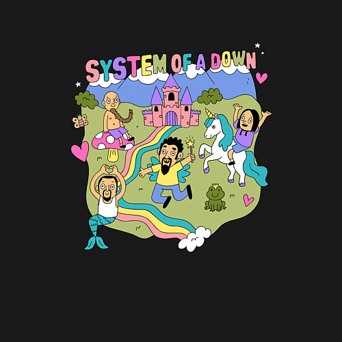 Мужской свитшот System of a Down мультяшный стиль / Черный – фото 3