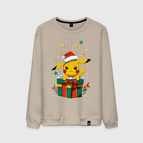 Мужской свитшот Новогодний пика-пика / Миндальный – фото 1
