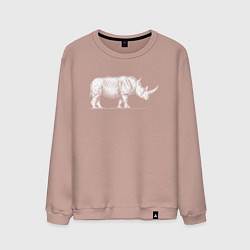 Мужской свитшот Носорог белый сбоку
