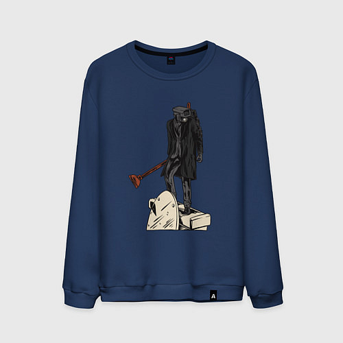 Мужской свитшот Камерамен победил скибиди туалет / Тёмно-синий – фото 1