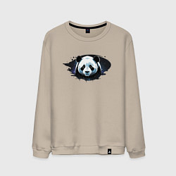 Свитшот хлопковый мужской Грустная панда портрет, цвет: миндальный