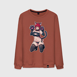Свитшот хлопковый мужской Макима милый котик, цвет: кирпичный