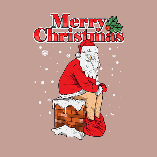 Мужской свитшот Санта на крыше / Пыльно-розовый – фото 3