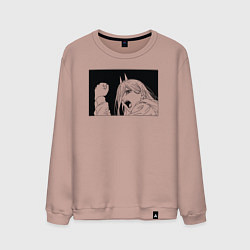 Свитшот хлопковый мужской Пауэр аниме человек бензопила, цвет: пыльно-розовый