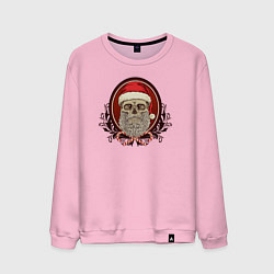 Свитшот хлопковый мужской Санта череп, цвет: светло-розовый