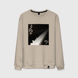 Мужской свитшот Скрипичный и басовый ключи с клавиатурой фортепиан