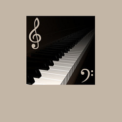 Свитшот хлопковый мужской Скрипичный и басовый ключи с клавиатурой фортепиан, цвет: миндальный — фото 2