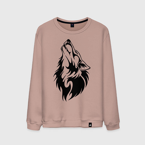 Мужской свитшот Воющий волк / Пыльно-розовый – фото 1
