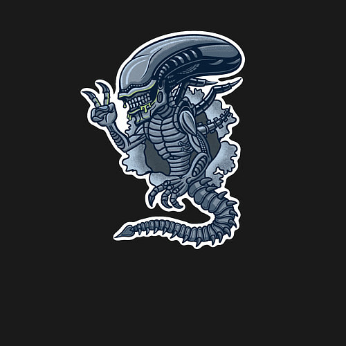 Мужской свитшот Чужой инопланетянин из порванной дыры / Черный – фото 3