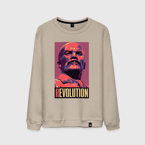 Мужской свитшот Lenin revolution / Миндальный – фото 1