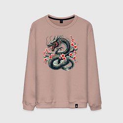 Мужской свитшот Japanese dragon and sakura - irezumi